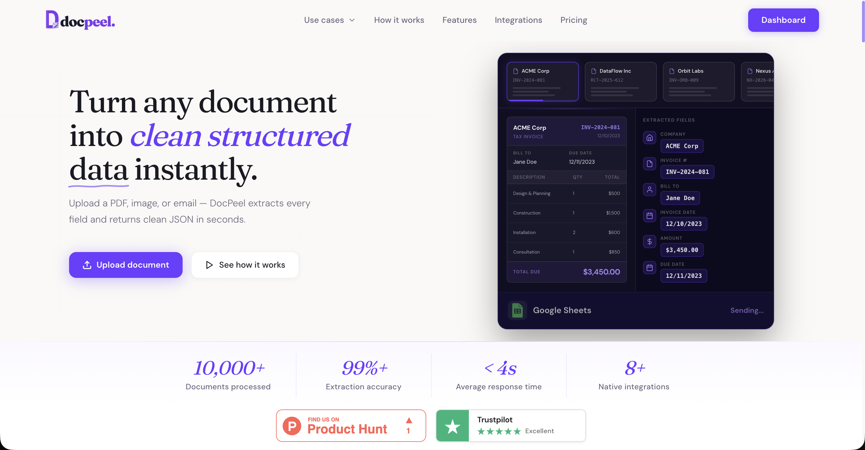 Parse & Extract Data from Any Document in Seconds | DocPeel